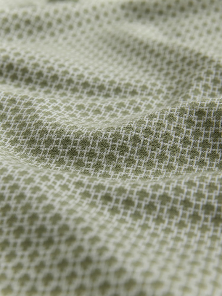 Sage Green Slim Fit Smart Quarter Zip Polo Shirt - Image 7 of 7