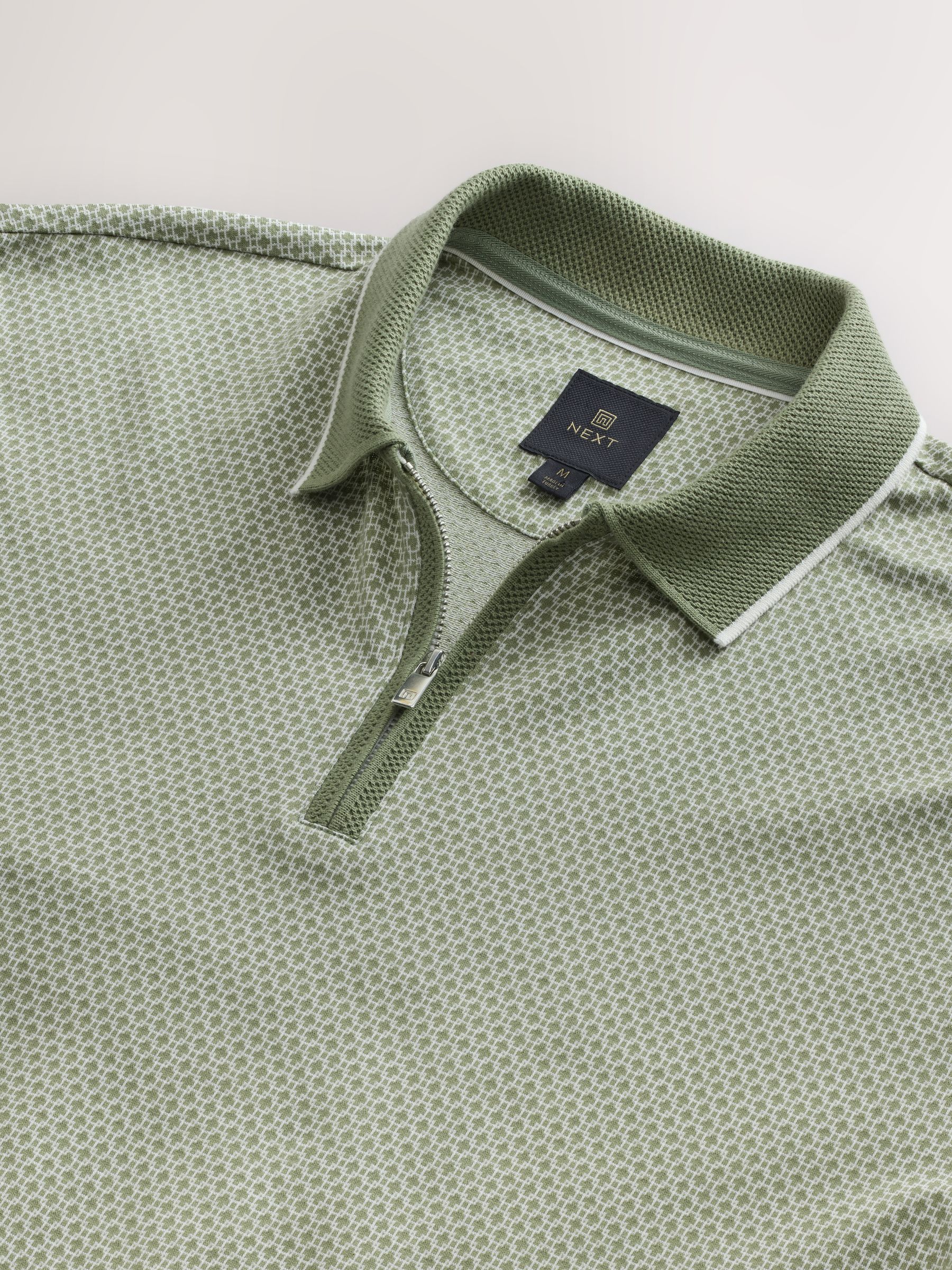 Buy Sage Green Regular Fit Smart Quarter Zip Polo Shirt from Next USA