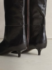 Chocolate Brown Leather Signature Underset Heel Knee High Boots - Image 3 of 5