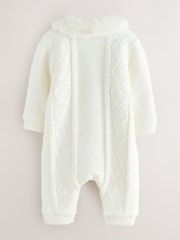 Baker by Ted Baker Cream Knitted Fleece Pramsuit - Image 2 of 6