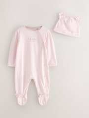 Baker by Ted Baker 2 Piece Stone Printed Sleepsuits & Hats Set - Image 1 of 7