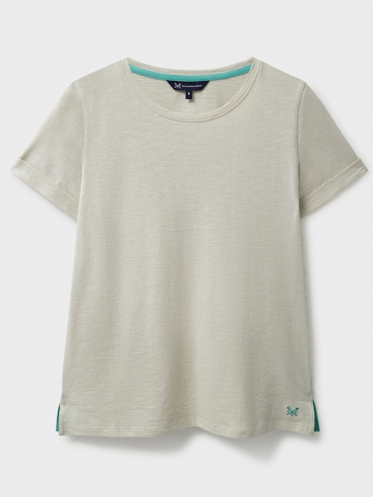 Crew Clothing Company Natural Slub Crew Neck 100% Cotton T-Shirt - Image 5 of 5