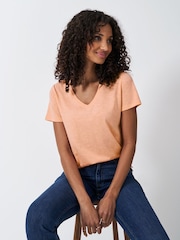 Crew Clothing Company Slub V-Neck 100% Cotton T-Shirt - صورة 1 من 5