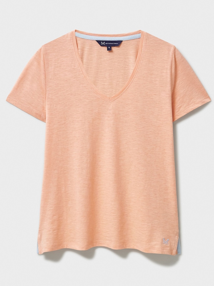 Crew Clothing Company Slub V-Neck 100% Cotton T-Shirt - صورة 5 من 5