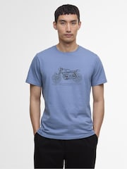 Barbour® International Blue Venture Graph Washed 100% Cotton T-Shirt - Image 1 of 5