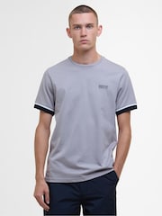 Barbour® International Blue 100% Cotton Deep Cuff Evan Tipped T-Shirt - Image 1 of 6