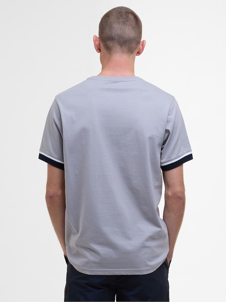 Barbour® International Blue 100% Cotton Deep Cuff Evan Tipped T-Shirt - Image 2 of 6
