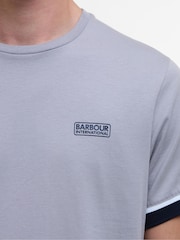 Barbour® International Blue 100% Cotton Deep Cuff Evan Tipped T-Shirt - Image 5 of 6