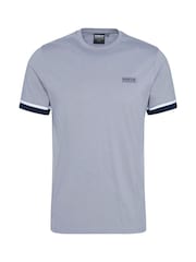 Barbour® International Blue 100% Cotton Deep Cuff Evan Tipped T-Shirt - Image 6 of 6