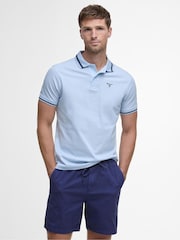 Barbour® Blue Ferrybridge Lightweight Tailored Fit 100% Cotton Polo Shirt - Image 1 of 6