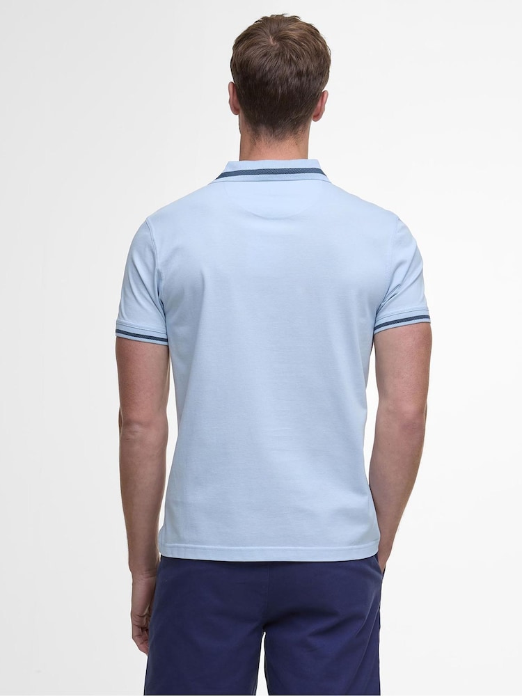Barbour® Blue Ferrybridge Lightweight Tailored Fit 100% Cotton Polo Shirt - Image 2 of 6