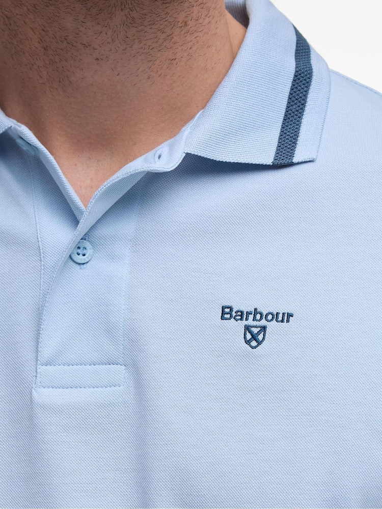 Barbour® Blue Ferrybridge Lightweight Tailored Fit 100% Cotton Polo Shirt - Image 5 of 6