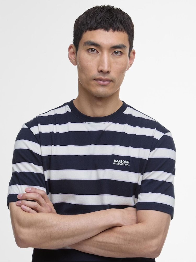 Barbour® International Blue Luca Stripe 100% Cotton T-Shirt - Image 1 of 6