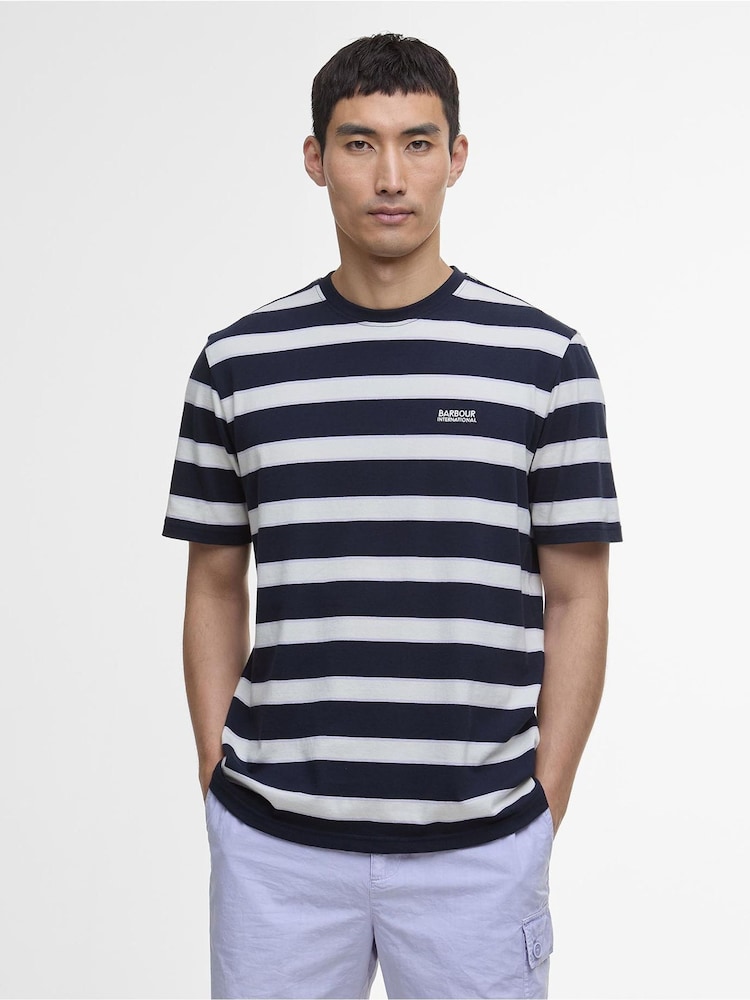 Barbour® International Blue Luca Stripe 100% Cotton T-Shirt - Image 2 of 6
