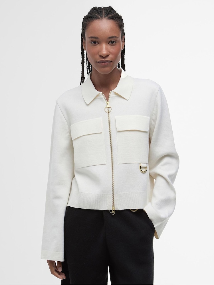 Barbour® Cream Alma Knit Cardigan - Image 1 of 7