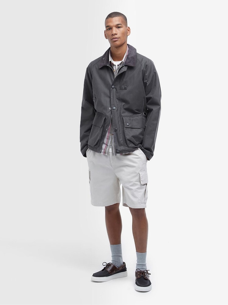 Barbour® Grey Utility Spey Waxed 100% Cotton Jacket - Image 2 of 7