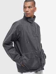 Barbour® Grey Utility Spey Waxed 100% Cotton Jacket - Image 4 of 7