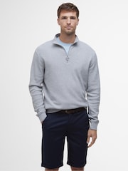 Barbour® Grey Pique Int HZ Ma 100% Cotton Jumper - Image 1 of 6