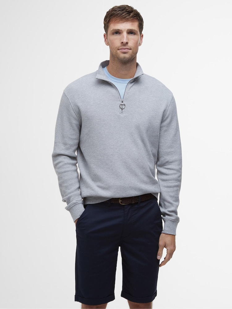Barbour® Grey Pique Int HZ Ma 100% Cotton Jumper - Image 1 of 6
