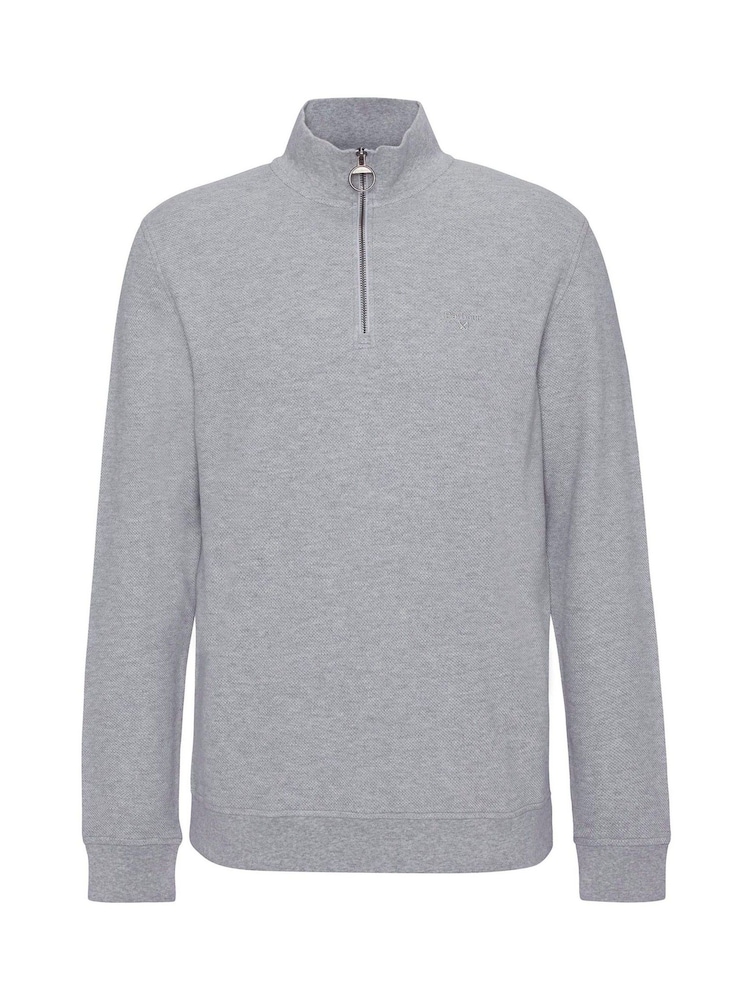 Barbour® Grey Pique Int HZ Ma 100% Cotton Jumper - Image 6 of 6