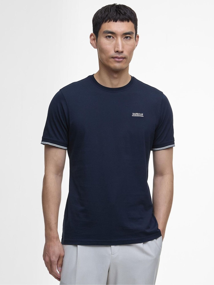 Barbour® International Blue Philip Tipped 100% Cotton T-Shirt - Image 1 of 6