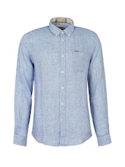 Barbour® Blue Linton 100% Linen Shirt - Image 5 of 5