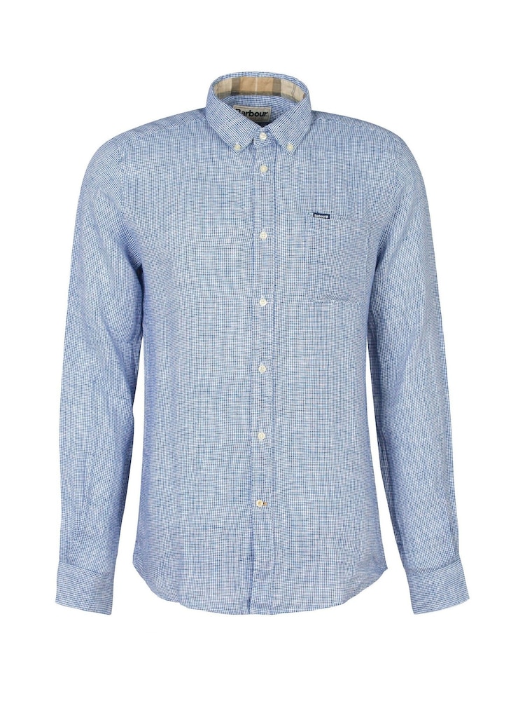 Barbour® Blue Linton 100% Linen Shirt - Image 5 of 5