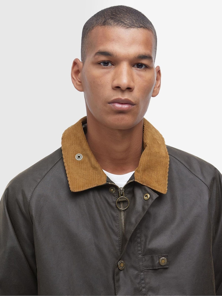 Barbour® Black Utility Spey Waxed 100% Cotton Jacket - Image 5 of 7