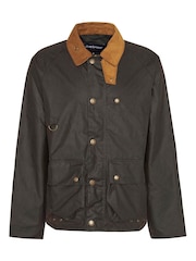 Barbour® Black Utility Spey Waxed 100% Cotton Jacket - Image 7 of 7