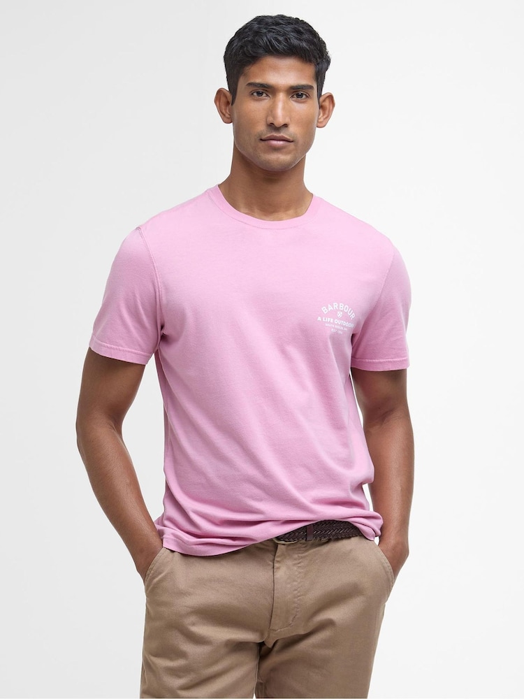 Barbour® Pink Cranmer Logo 100% Cotton T-Shirt - Image 2 of 5