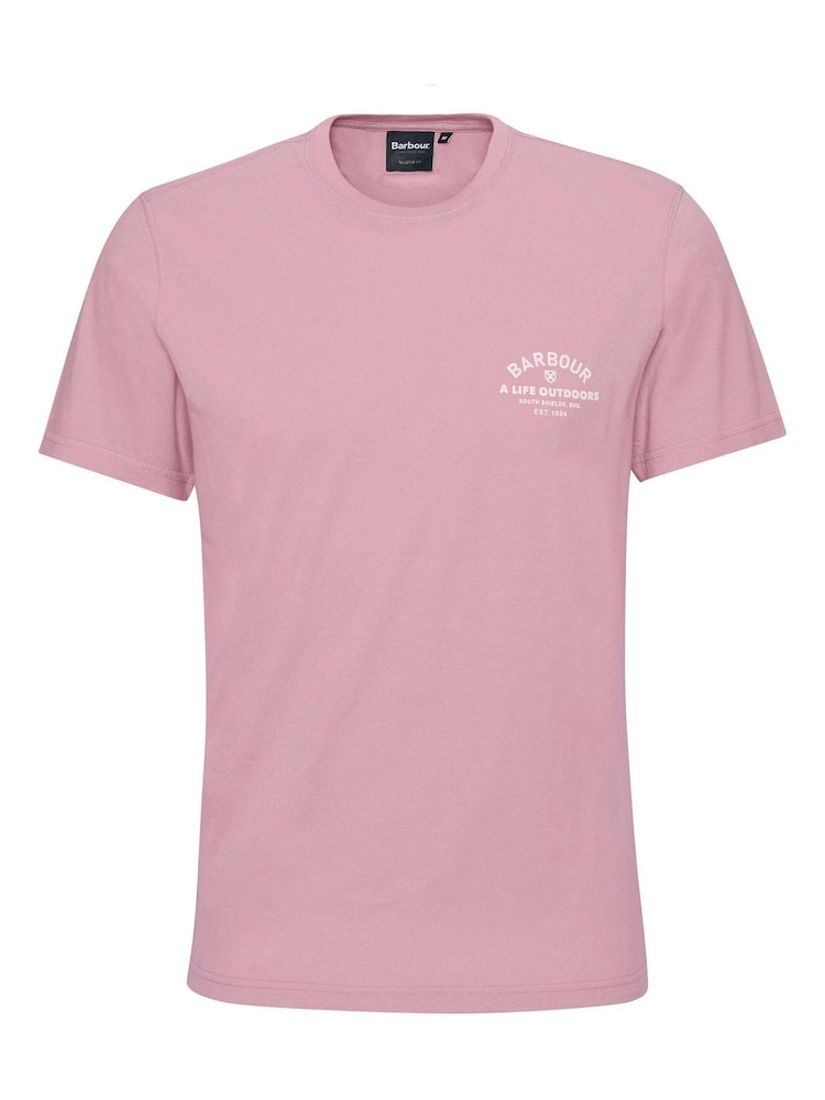 Barbour® Pink Cranmer Logo 100% Cotton T-Shirt - Image 5 of 5