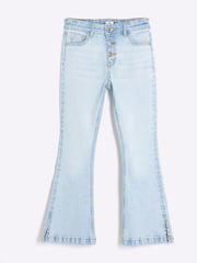 River Island Blue Girls Button Front Flared Jeans - Image 1 of 4