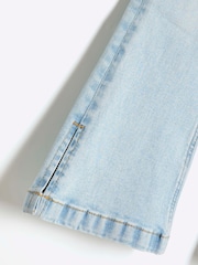 River Island Blue Girls Button Front Flared Jeans - Image 4 of 4