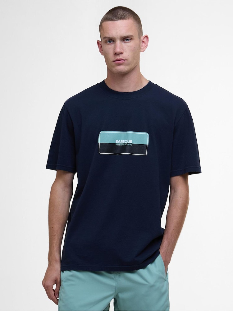 Barbour® International Split Lozenge 100% Cotton T-Shirt - Image 1 of 5