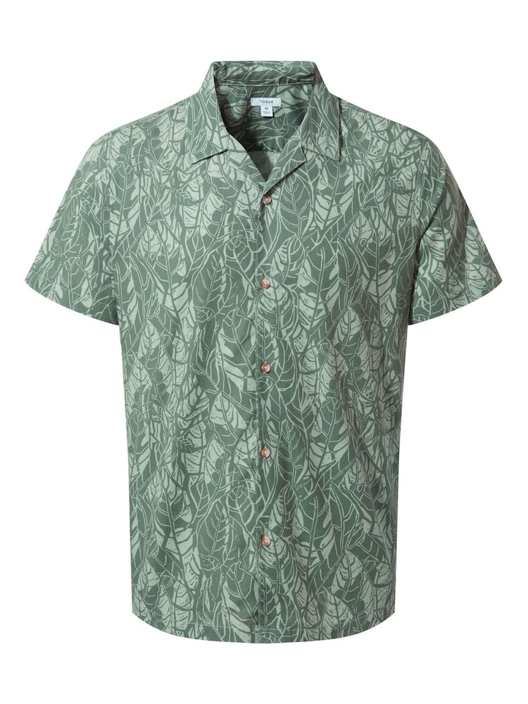 Tog 24 Green Otto Mens Night Sea Print 100% Cotton Shirt - Image 7 of 7