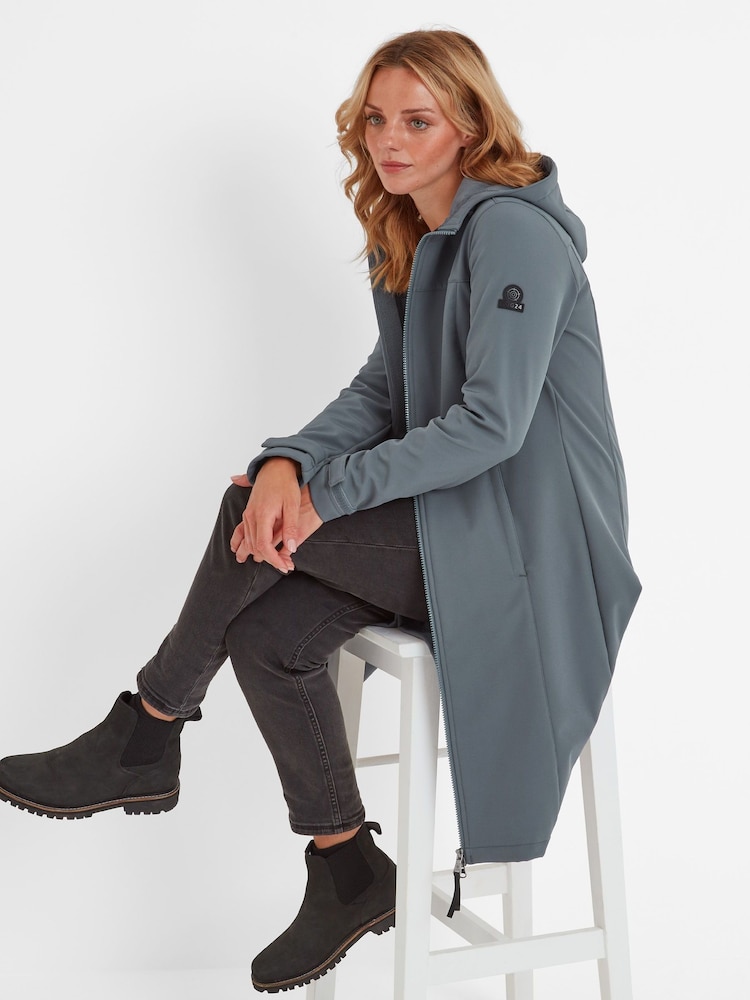 Tog 24 Grey Womens Marina Extra Long Softshell Jacket - Image 4 of 7