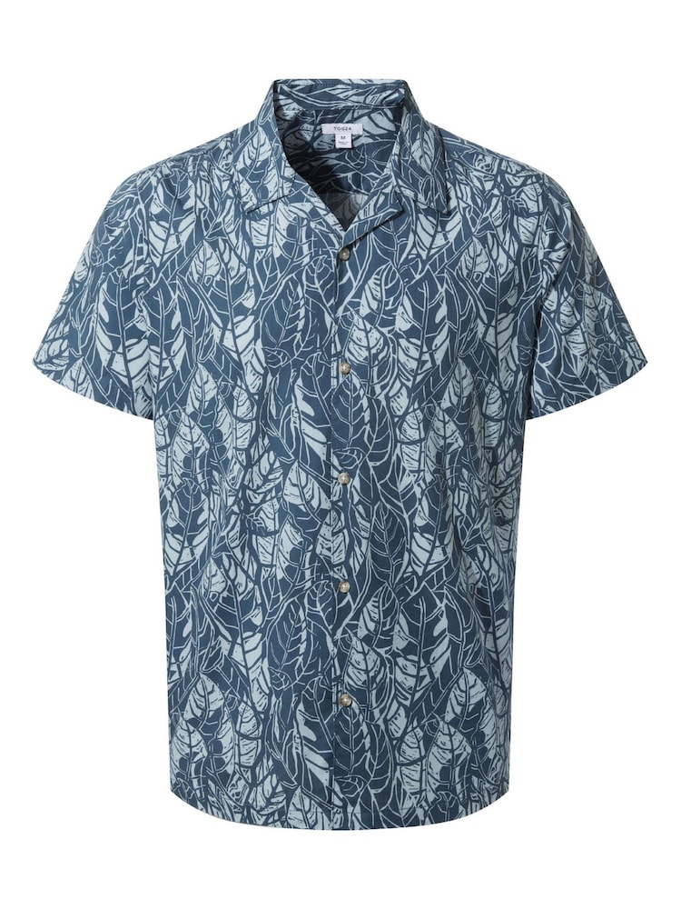 Tog 24 Blue Otto Mens Night Sea Print 100% Cotton Shirt - Image 6 of 6