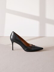 Negro - Signature Premium Leather Cutout Detail Pointed Toe Court Heels - Imagen 3 de 7