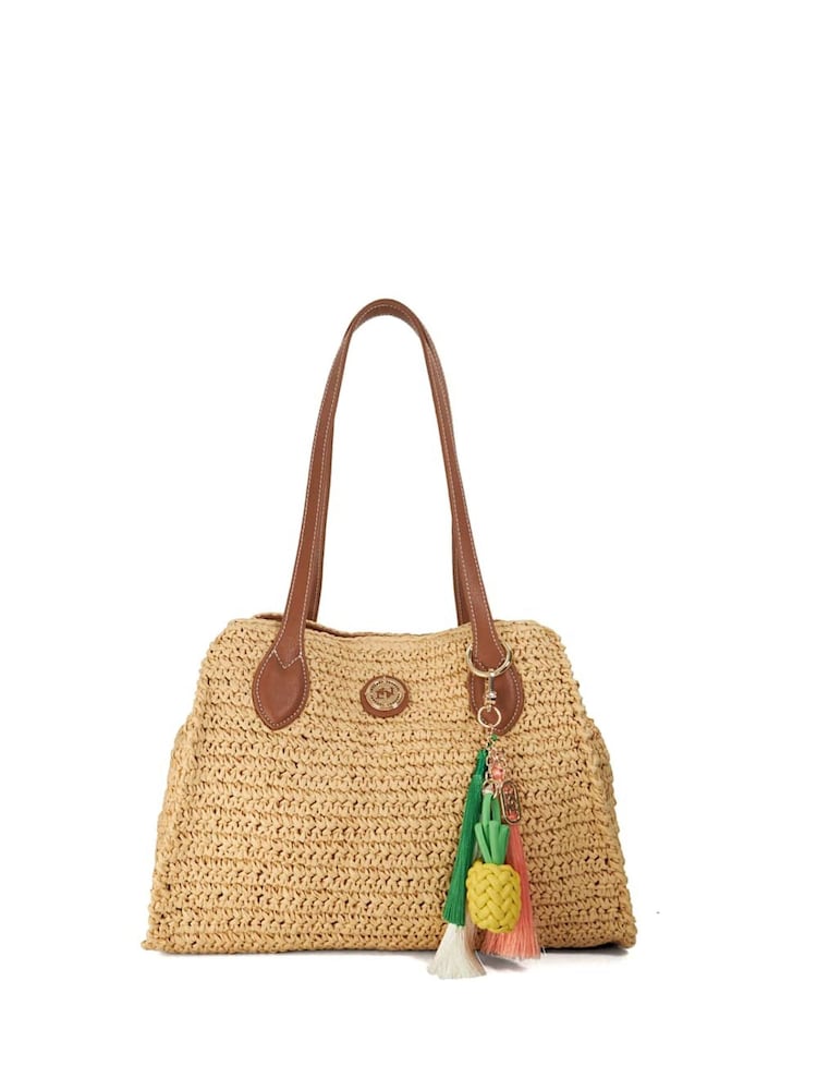 Dune London Natural Devotedly Large Raffia Shopper Bag - Image 1 of 4