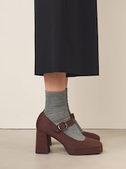 Chocolate Brown Forever Comfort® Mary Jane Platform Block Heels - Image 2 of 9