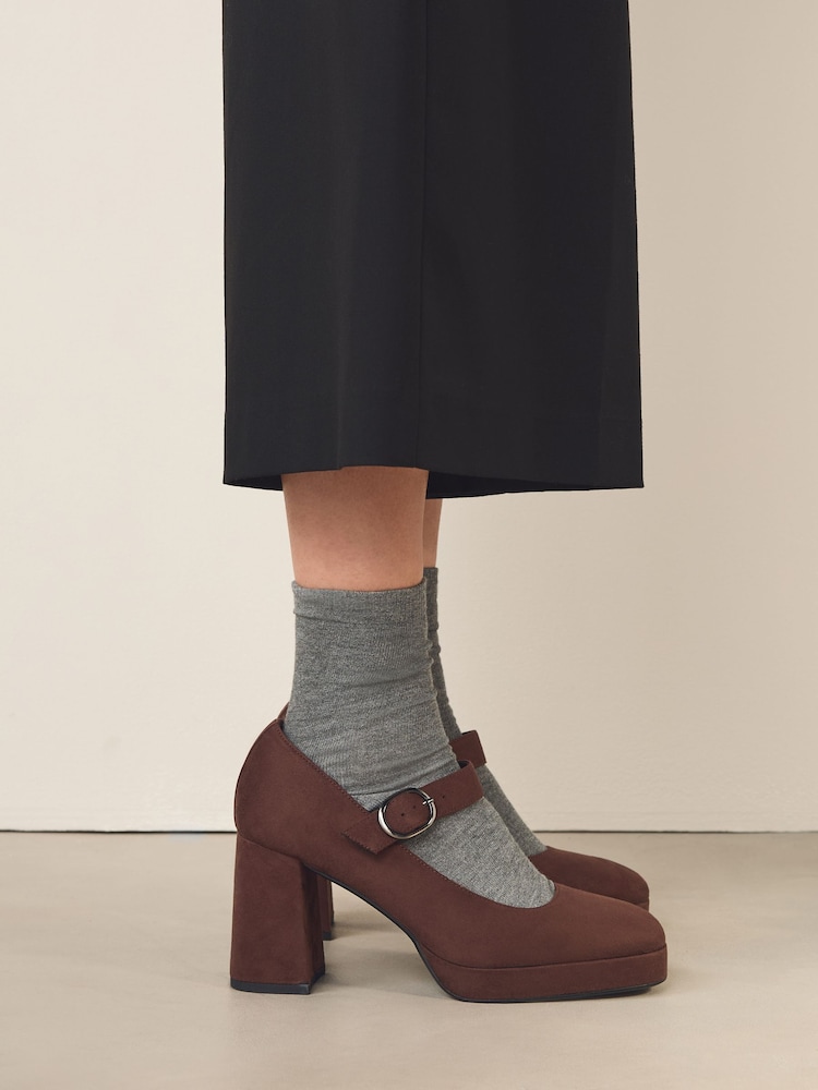 Chocolate Brown Forever Comfort® Mary Jane Platform Block Heels - Image 2 of 9