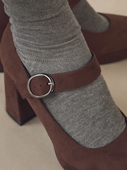Chocolate Brown Forever Comfort® Mary Jane Platform Block Heels - Image 4 of 9