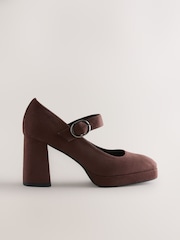 Chocolate Brown Forever Comfort® Mary Jane Platform Block Heels - Image 5 of 9