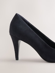 Navy Forever Comfort® Premium Leather Peep Toe Heels - Image 3 of 10