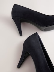 Navy Forever Comfort® Premium Leather Peep Toe Heels - Image 5 of 10