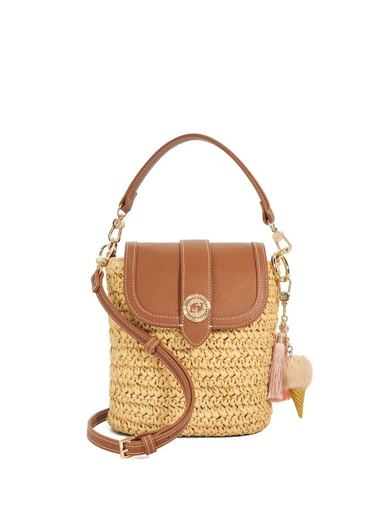 Dune London Dimple Smalle Raffia Cross-Body Bag - Bild 1 von 5