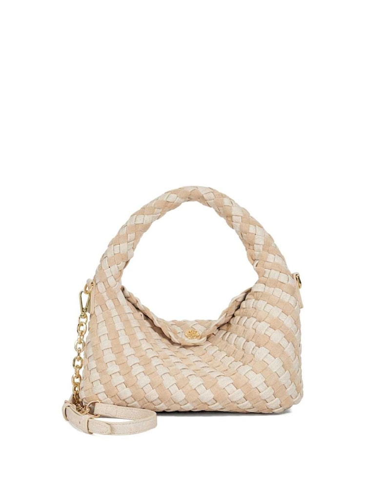 Dune London Cream Dinkydeliberate Mini Woven Slouch Crossbody Bag - Image 1 of 5