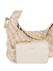 Dune London Cream Dinkydeliberate Mini Woven Slouch Crossbody Bag - Image 4 of 5