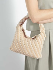 Dune London Cream Dinkydeliberate Mini Woven Slouch Crossbody Bag - Image 5 of 5