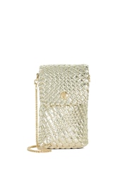 Dune London Gold Saff Woven Phone Cross-Body Bag - Image 1 of 5